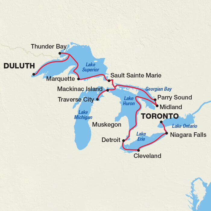 Great Lakes Explorer itinerary map