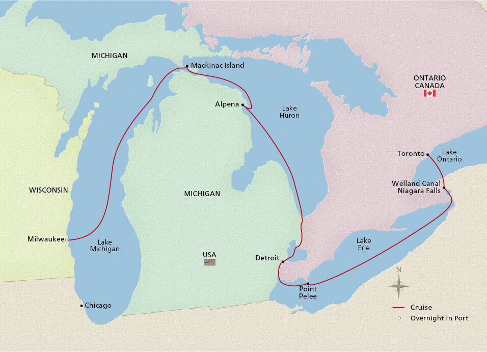 Niagara and the Great Lakes Itinerary Map