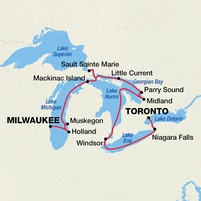 Pearl Seas & Georgian Bay itinerary map